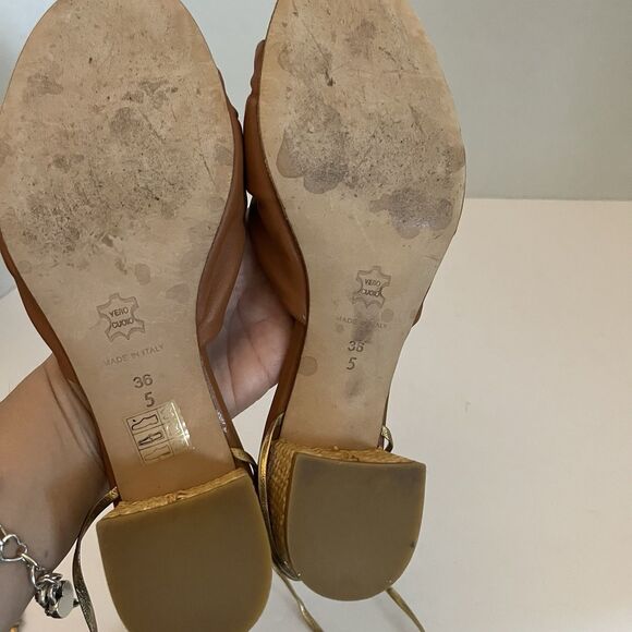 Clorinda Antinori Italy Leather Lace Up Knot Block Heel Sandal Shoes SZ 36 US 5 - Picture 9 of 10